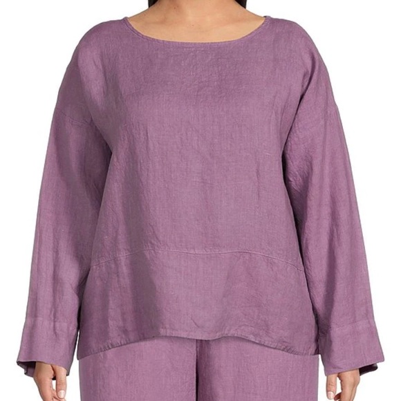 BRYN WALKER Light Linen Artist Top Blouse Light Purple - Picture 3 of 10